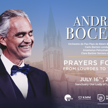 On 16th July, Andrea Bocelli sings to mark the final apparition of the Virgin to Bernadette