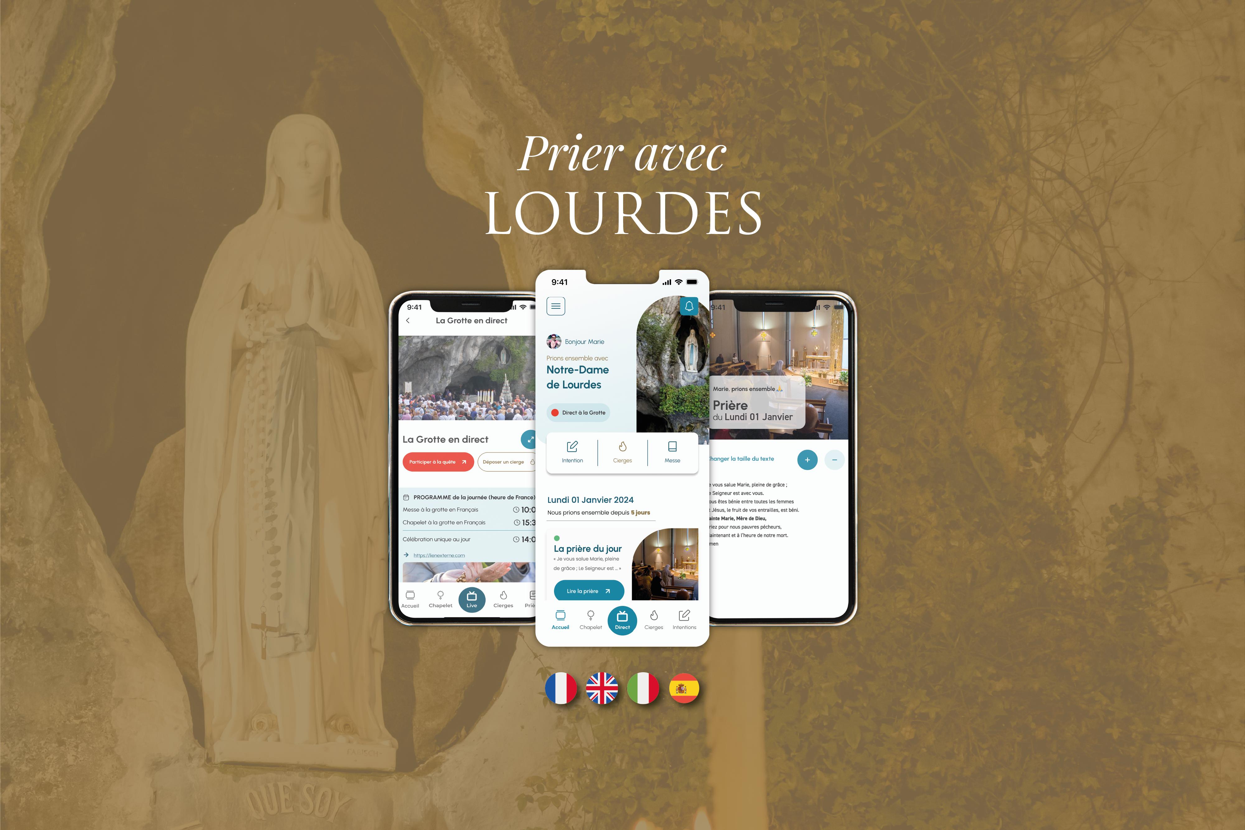 Application mobile Prier avec Lourdes