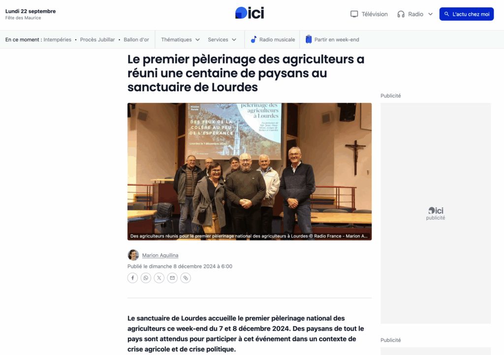 pelerinage agriculteurs france 3